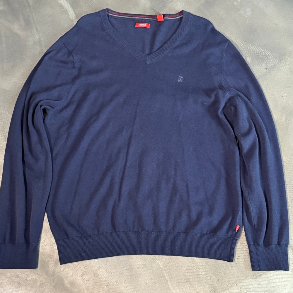 IZOD V-Neck Sweater Pullover Long Sleeve Casual Classic Fit Mens Large - Picture 2 of 4